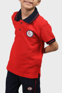 Short Sleeve Polo Shirt (Red*Navy Blue)X