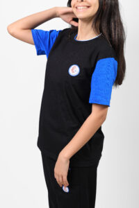 Short Sleeve PE T-shirt (Black*Royal Blue)X