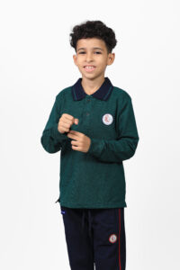 Long Sleeve Polo Shirt (Green*Navy Blue)X