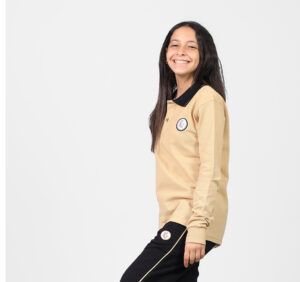 Long Sleeve Polo Shirt (Beige*Black)X